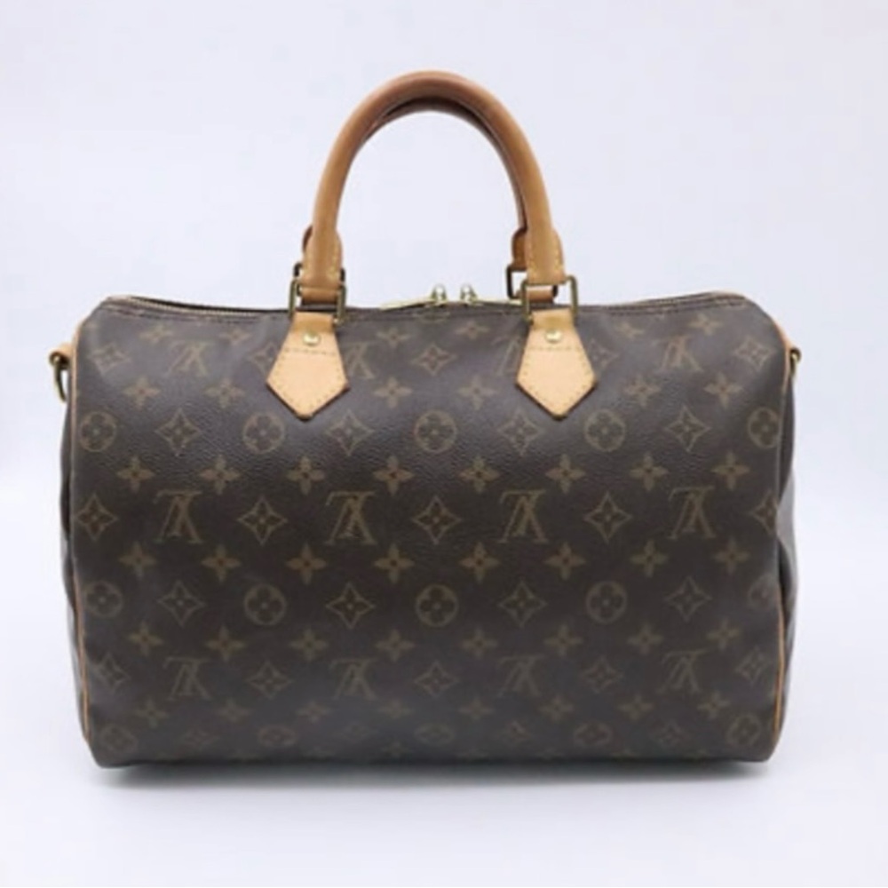 Louis Vuitton Brown Monogram Canvas Speedy Bandoulière Bag with Tan Trim - Picture 2 of 10